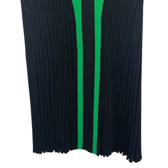 Alexander McQueen Vintage Knit Dress Black Green Y2K Geometric Pleated Midi M - Picture 5 of 16